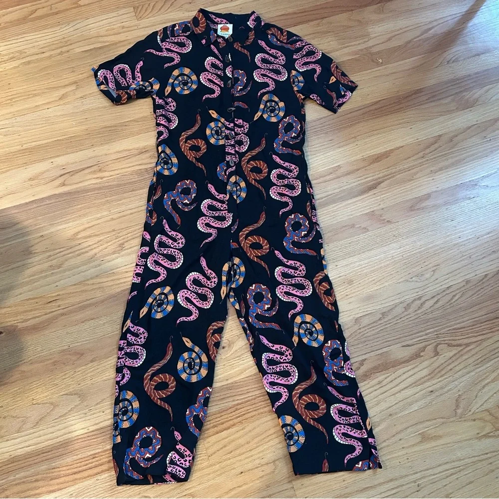 FARM Rio Snake Print Cropped-Length Jumpsuit - Picture 2 of 12